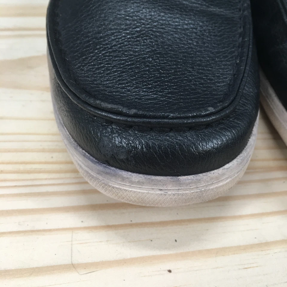 ALDO Shoes Mens 13 Casual Moc Toe Oxford Sneakers Black Leather Comfort Lace Up - Image 3 of 4