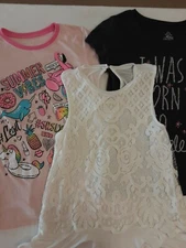 Lot X3 Girls S/S Shirts Variety Of Name Brands, Colors & Designs Size 10-12