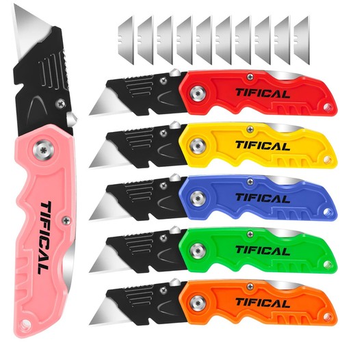 Folding Utility Knife 6-Pack, Quick-change Box Cutter for Cardboard and Boxes...