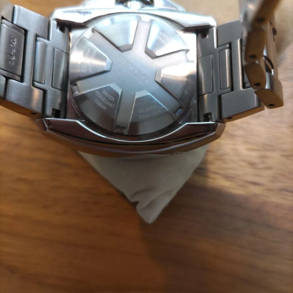 Seiko Velatura 5D44-0AA0 Day Date Stainless Steel Kinetic Mens Watch Auth Works - image 4 of 4