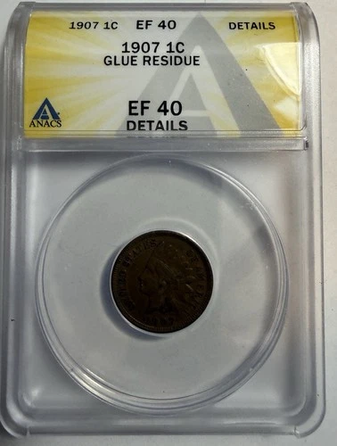 1907 Indian Head Cent Penny - ANACS  EF 40 Details