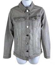 Women's DG2 Diane Gilman Grey Cotton Denim Jacket Size XS