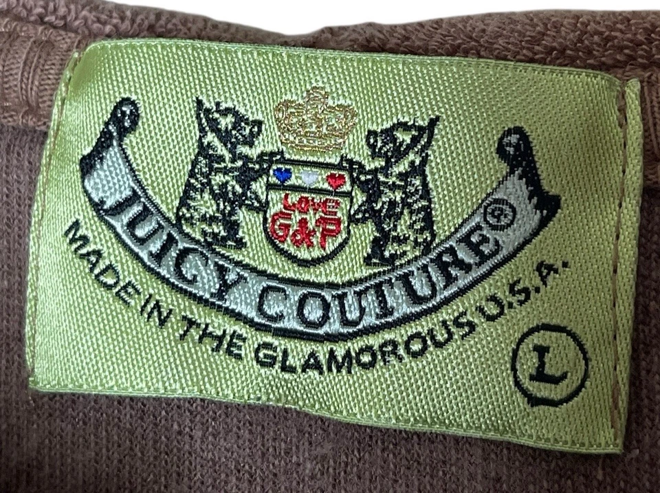 Vintage Juicy Couture Y2K Brown Velour Full Zip Hoodie Sweatshirt USA Large - Image 4 of 4