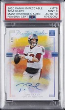 2020 PANINI IMPECCABLE MASTERSTROKES AUTOS #MTB TOM BRADY 5/5 PSA 9 AUTO 10