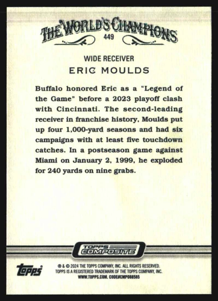 2023 Topps Allen & Ginter Composite Eric Moulds #449 - Image 2 of 2