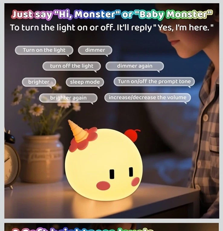 Monster Luz de Noche para Bebés y Niños Pequeños Foto 3 de 4