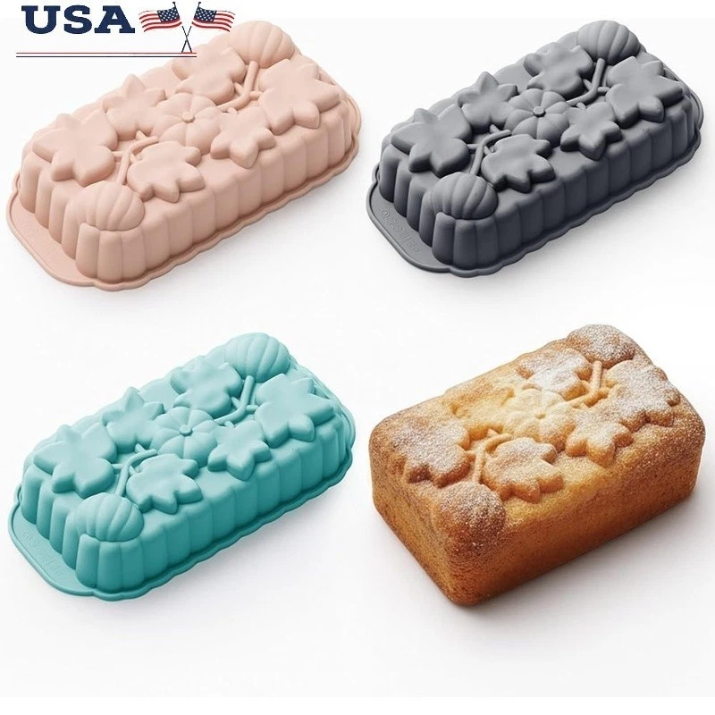Silicone Loaf Pan Set Nonstick Flexible Baking Mold Autumn Harvest Treats New
