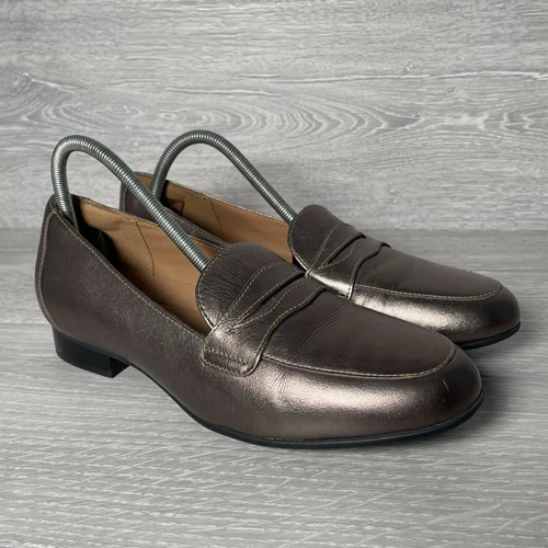 Scarpe Clarks donna argento rosa metallizzato taglia 5 5 D slip on ballerine un blush go