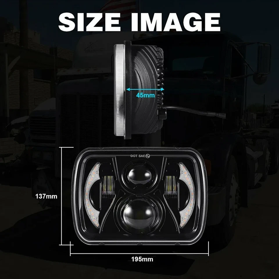 Faros LED sellados de haz alto-bajo H4 de 7x6" para camioneta Mitsubishi Mighty Max 2 piezas Foto 4 de 4