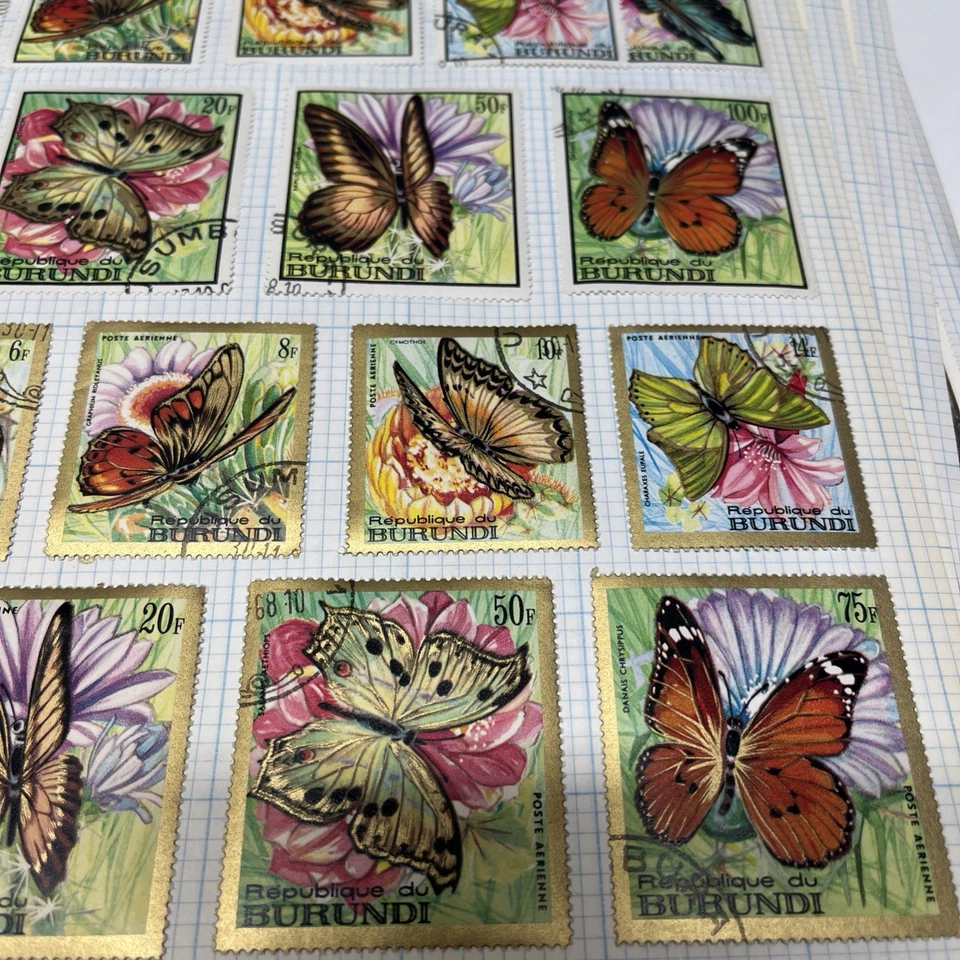 ¡Lote de 23 estampillas antiguas de Burundi mariposas! 🦋 Foto 4 de 4
