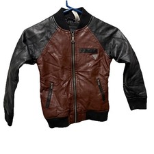 Kids Guess Bomber Jacket Faux Leather Size 7
