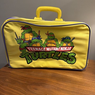 Teenage Mutant Ninja Turtles Suitcase Luggage 1989 Yellow Purp Bag Vintage