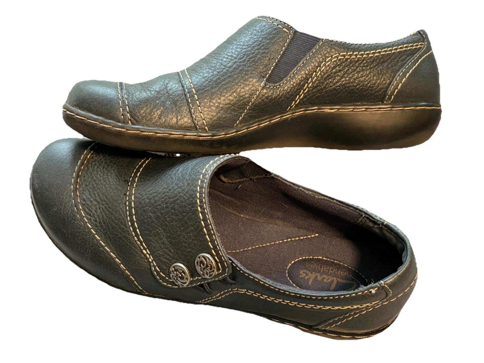 Scarpe Clarks Bendables donna 9 5 Ashland Lane ballerine slip on blu navy pelle