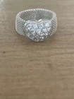 Vintage DQCZ ESPO Sterling Silver Mesh Style Heart Love Ring Sz 7.25