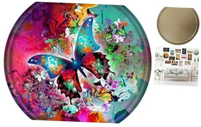 Wreath Round Metal Tin Sign,Colorful Butterfly Painting Home Decor,Suitable 