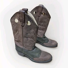 Old West Youth Cowboy Boots BSY1816 Brown / Green Youth SIZE 5