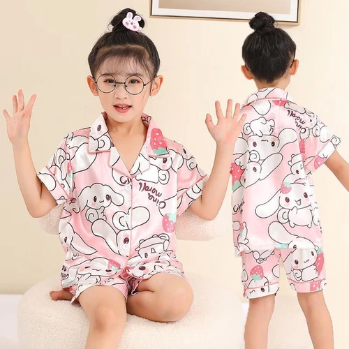 My Melody Kuromi Cinnamoroll Summer Ice Silk Pajamas Thin Homewear set kids - Picture 26 of 36