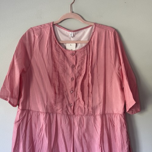 NWT BAZIYOUPIN womens size XXL dusty rose pink short sleeve midi dress - Imagen 4 de 5