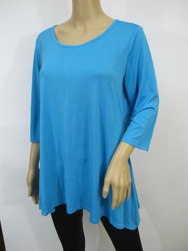 Maple Women's Stretch Knit 3/4 Sleeve Sharkbite Hem Tunic Top Size L - Picture 3 of 5