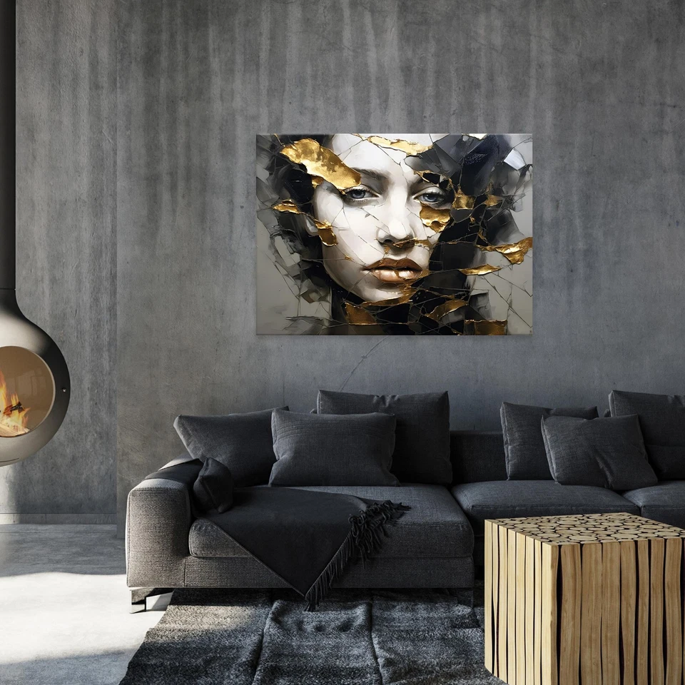 Leinwandbild Abstrakt Frau Gesicht Wohnzimmer Leinwand Bilder Wandbilder Canvas - Bild 2 von 4