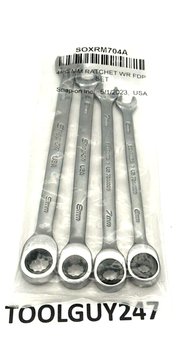 SNAP ON TOOLS 4pc METRIC Non-Reverse Ratcheting Combo Wrench Set