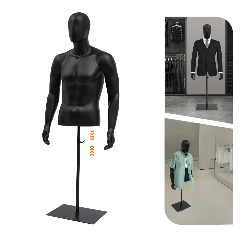 NEW Male Dress Form Display Metal Stand Adjustable Height 1.3-2m Clothing Form - Image 3 of 4