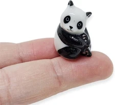 ⅞" High Panda Ceramic Chinese ฺBear Miniature Animal Figurine Wildlife Porcelain