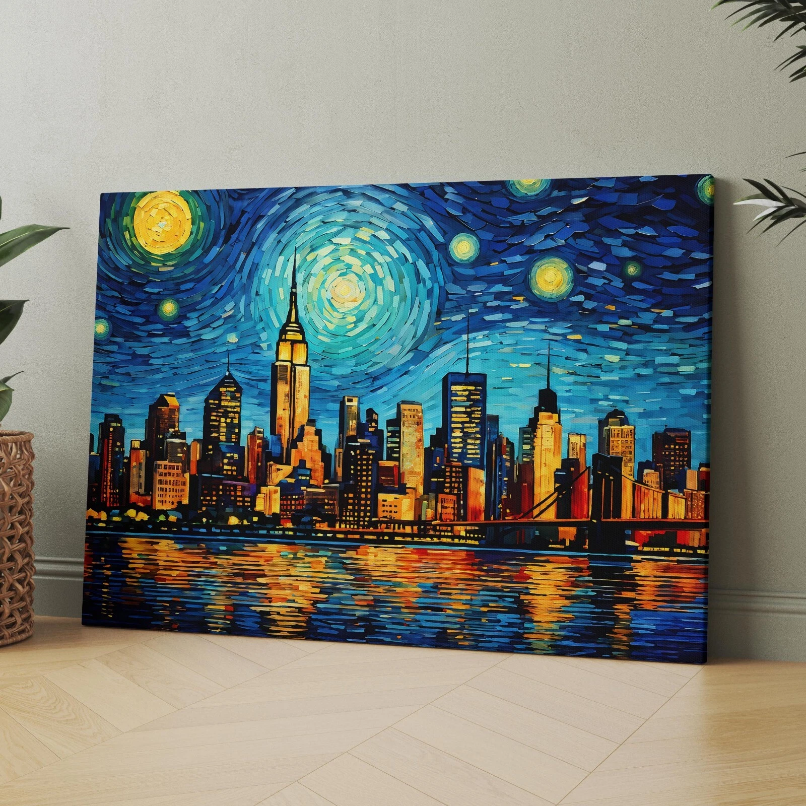 New York City Van Gogh Starry Night NYC City Skyline Canvas Wall Art Print