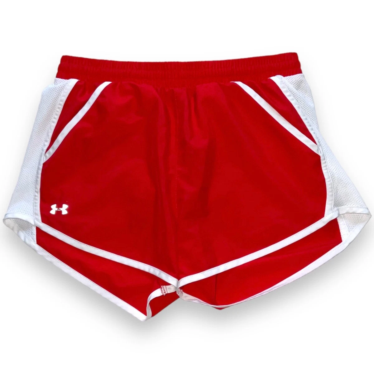 Under Armour Shorts Girls Small Red White Gym Athletic Running