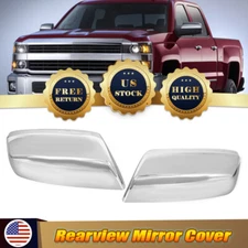 Chrome Side Mirror Covers Caps Trim For Chevy Silverado/GMC Sierra 1500 2014-18