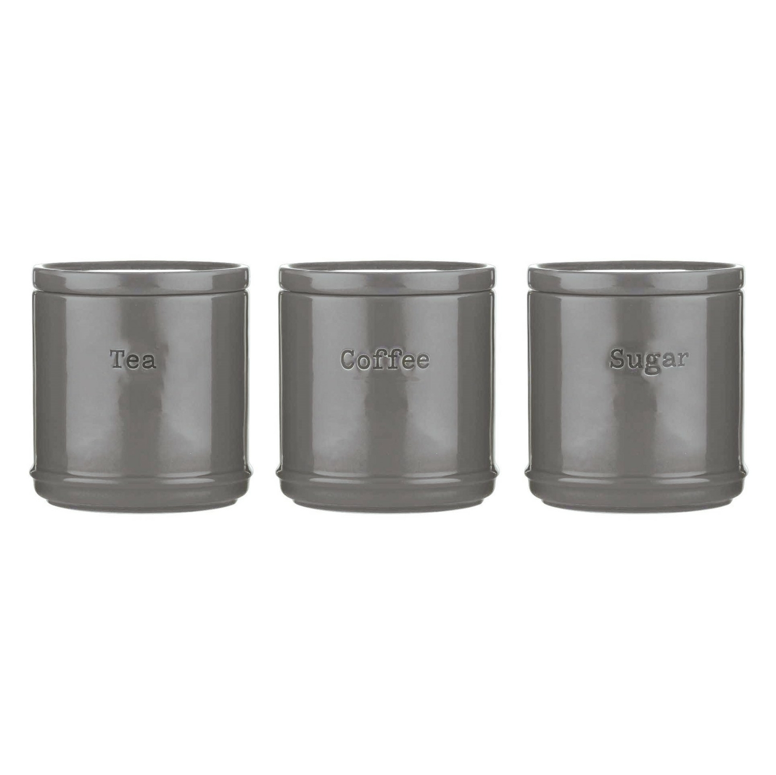 Ceramic Glossy Grey Stackable Tea Coffee Sugar Jars