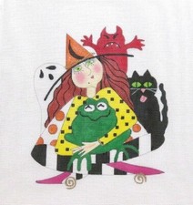 Mile High Princess Hazel and Friends Witch Handpainted Needlepoint Canvas