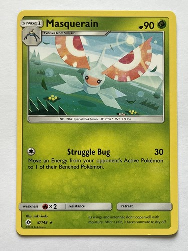 Pokémon TCG Masquerain Sun & Moon Base Set 8/149 Regular Rare NM