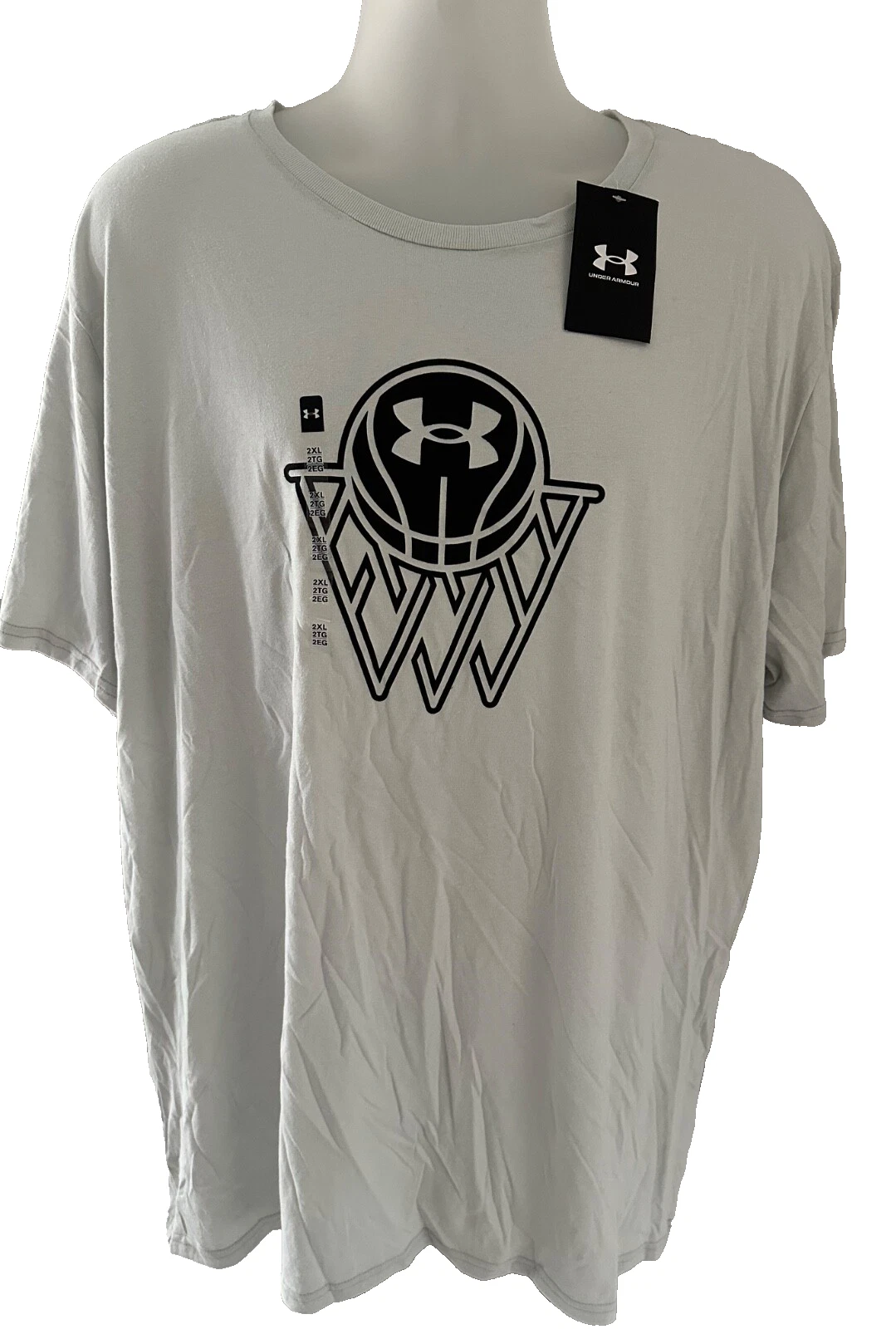 Under Armour Basketball Logo Gray S/S Crew Neck Tee 1378905-014 Size 2XL,XXL