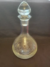 Vintage Toscany Romania crystalDecanter with etched poppy flowers
