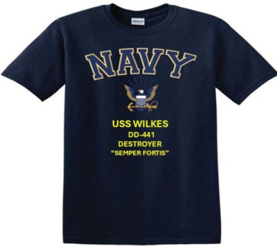 USS WILKES  DD-441 * DESTROYER*EAGLE SHIRT* NAVY OFFICIALLY LICENSED
