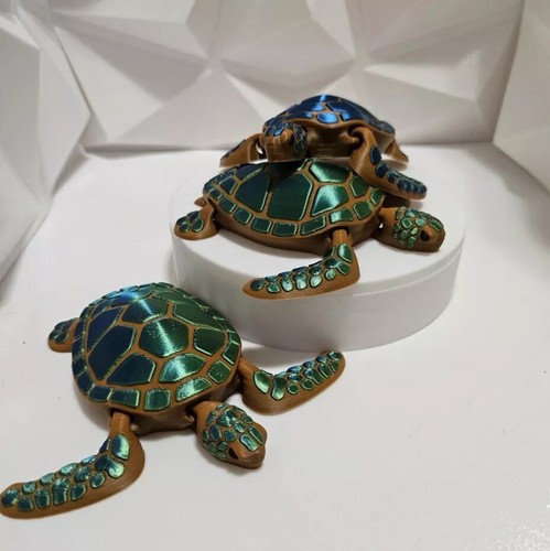 Articulated Sea Turtle with a baby, Flexi Fidget Toy, 3D Printed - Picture 16 of 66