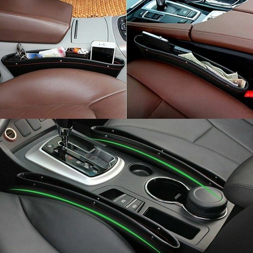 2x PU Leather Catch Catcher Box Caddy Car Seat Gap Slit Pocket Storage Organizer - 第 11/12 張圖片