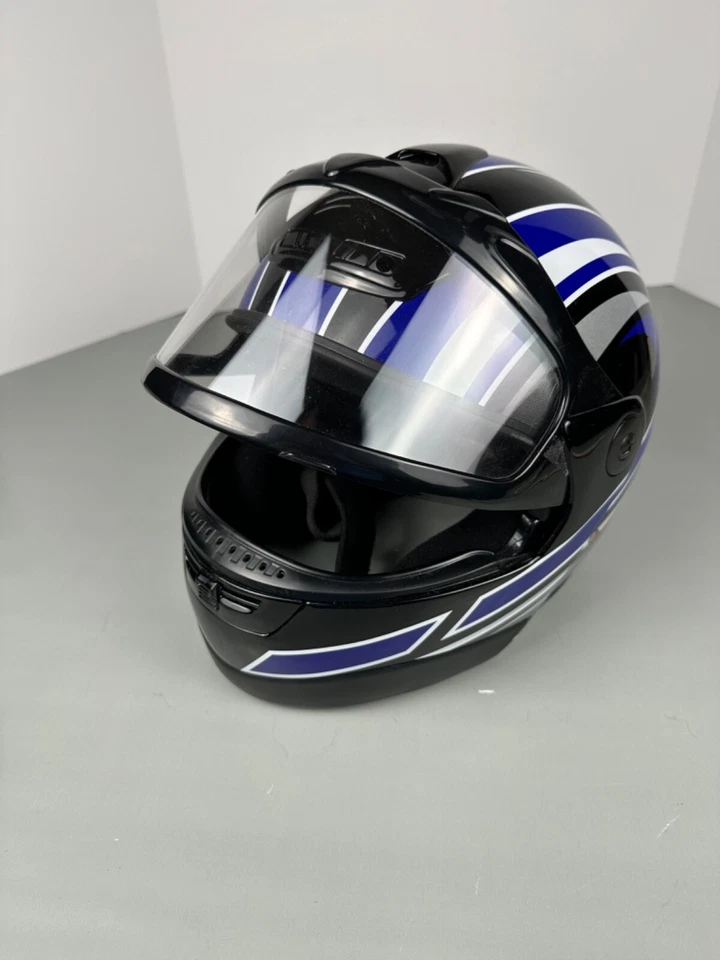 Casco de moto ZEUS, azul negro, plateado, usado, DOT talla XL 61 CM peso 51 GM Foto 3 de 4