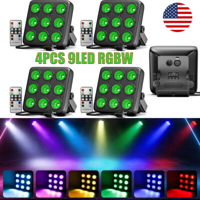 4PCS UKING 9x20w RGBW LED Par Light Uplight Remote DMX Control Wedding stage DJ
