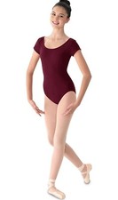 Mirella Women's Princess Seam Cap Sleeve Dance Leotard Burgundy Sz: Medium