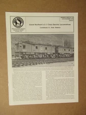 Great Northern Reference Sheet 210 Z-1 Class Electric Locomotives