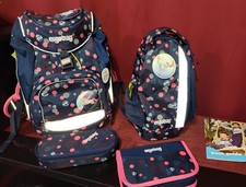 Ergobag Neo+ Pack Schulrucksack Schulranzen Turnbeutel Blau Rosa Einhorn SET NEU