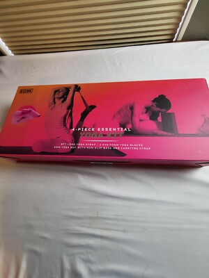 4 Piece Yoga Essentials Kit - Pink EDX Yoga Strap Foam Blocks Mat New 