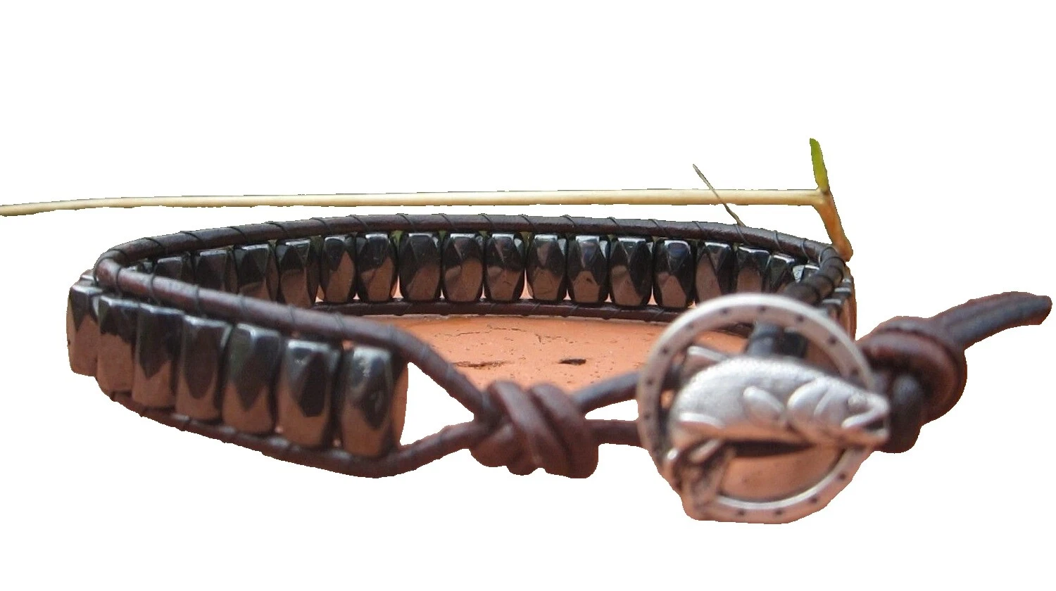 Hematita Cuero Peltre Joyería para Hombre