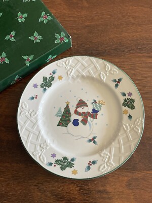 Mikasa Englich Countryside WINTER SCENE DESSERT PLATE Christmas Salad DP008 NEW