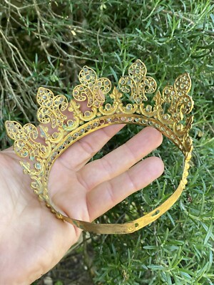 Couronne Religieuse En Laiton - Strass - XIXe Siècle - France - Saint