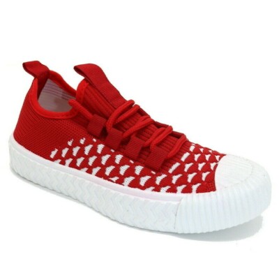 Girls Knit Sock Comfort Trainers Lace Up Canvas Pumps Kids Sneakers Shoes  Sizes