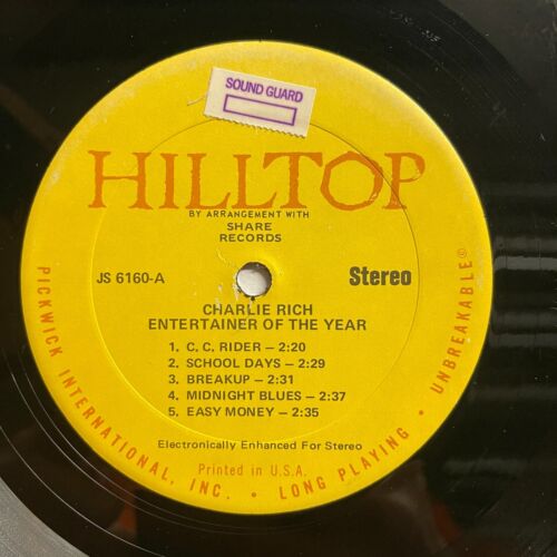 Charlie Rich – Entertainer Of The Year Vinyl, LP Hilltop – JS-6160 - Picture 3 of 3