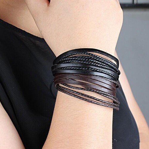Men’s/Women’s: Unisex Genuine Leather & Rope Braided Adjustable Bracelet^ - Bild 4 von 14